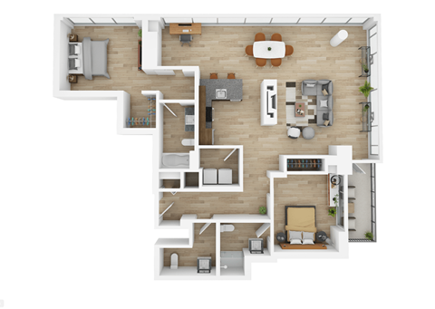 Floor plan for 2 beds, 2 baths, 1506 sqft